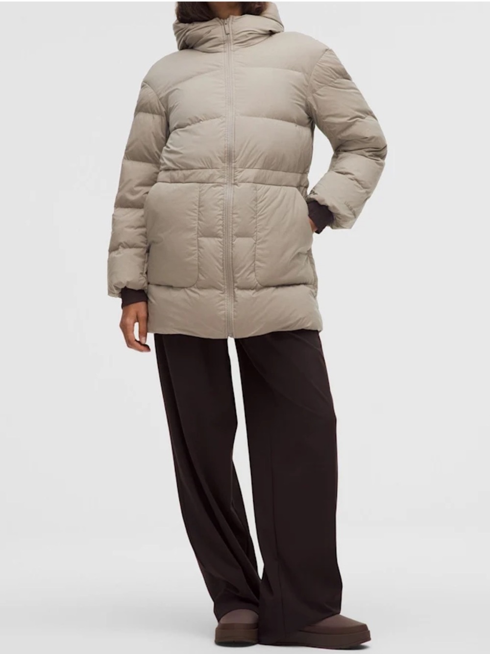 Lululemon Cinch-Waist 600-Down-Fill Puffer in Warm Ash Grey NWT